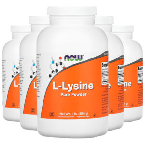 L-lisina Em Pó Puro 454 G L-lysine Importado 5un Now Foods