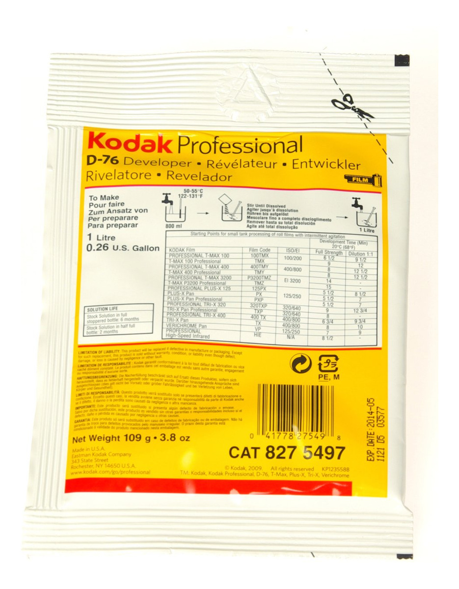 Desenvolvedor De Filmes Kodak D-76 Black & White 1l Powder F