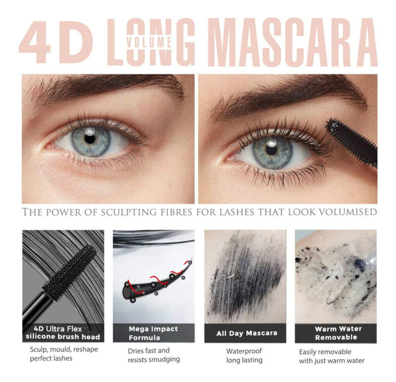 Mascara Mcukv 4d Silk Fiber Lash À Prova D'água Preta, Pacot - Image 5