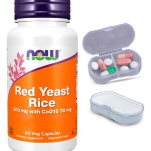 Arroz Vermelho 60mm+coq10 Now Foods 60cáps + Porta Cápsulas