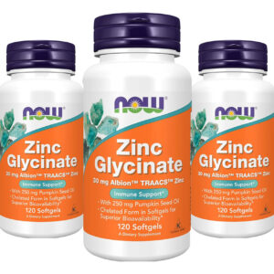 Glicinato De Zinco 30mg Nowfoods Zinc Glycinate 120softg 3un