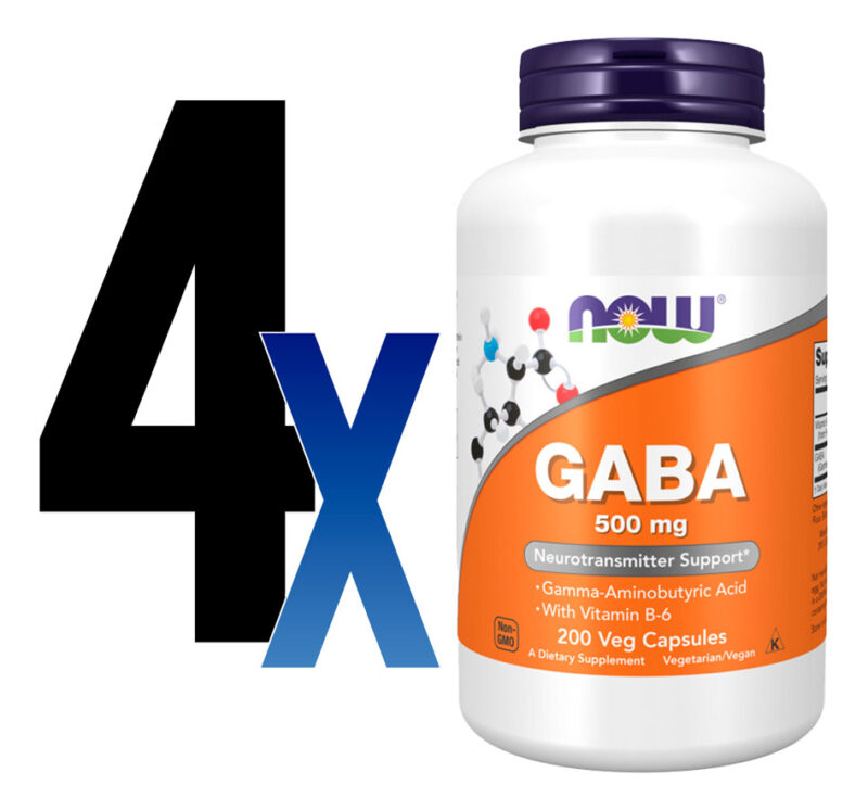 Ácido Gaba 500mg Now Foods Com Vitamina B-6 200 Veg Caps 4un - Image 2
