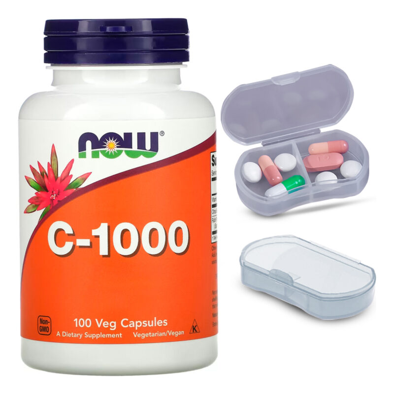 Vitamina C+bioflavonóide Now Foods 100cáps + Porta Cápsulas