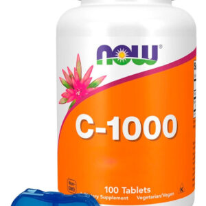 Vitamina C E Rosa Mosqueta Now Foods 100tab + Porta Cápsulas
