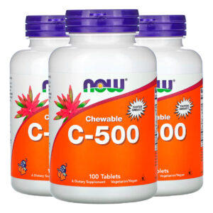 Vitamina C-500 Now Foods 100 Tablets Sabor Cereja 3un