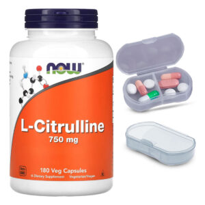 L-citrulina 750mg Now Foods 180 Caps + Porta Cápsulas