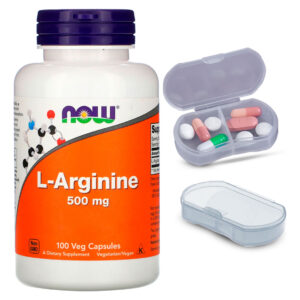 L-arginina 500mg Now Foods 100 Caps + Porta Cápsulas