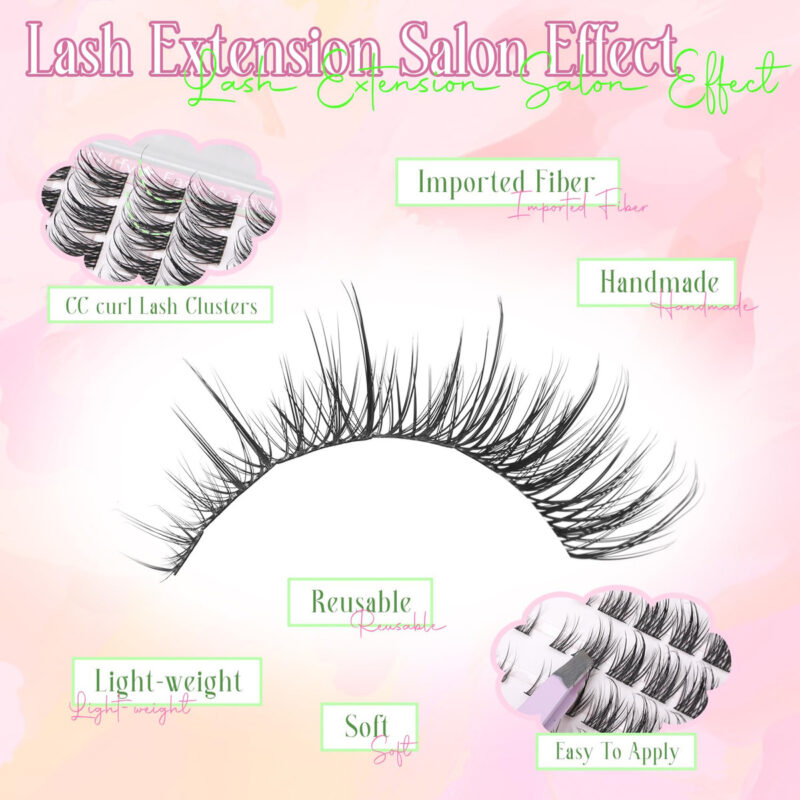 Kit De Extensão De Cílios Pleell Wispy Lash Clusters C Curl - Image 5