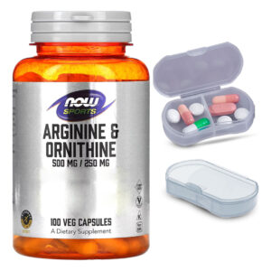 Arginina E Ornitina Now Foods 100cáps + Porta Cápsulas