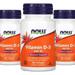 Vitamina D-3 Now Foods 400 Iu 180 Caps Softgels 3un