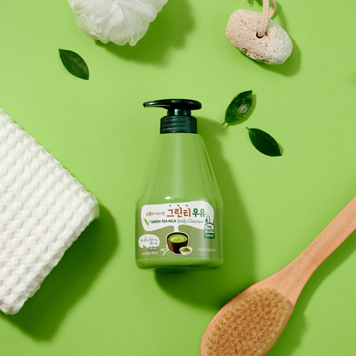 Limpador Corporal Welcos Kwailnara Green Tea Milk 560g - Imagem 5