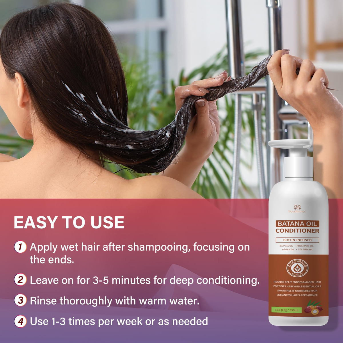 Condicionador Beadlamey Batana Oil Hair Growth 350ml - Imagem 6