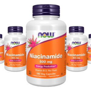 Niacinamida Vit B-3 500mg Now Foods 100 Veg Caps 5un Sabor Sem Sabor