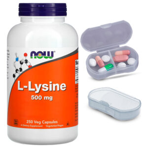 L-lisina 500mg Now Foods L-lysine 250 Caps + Porta Cápsulas