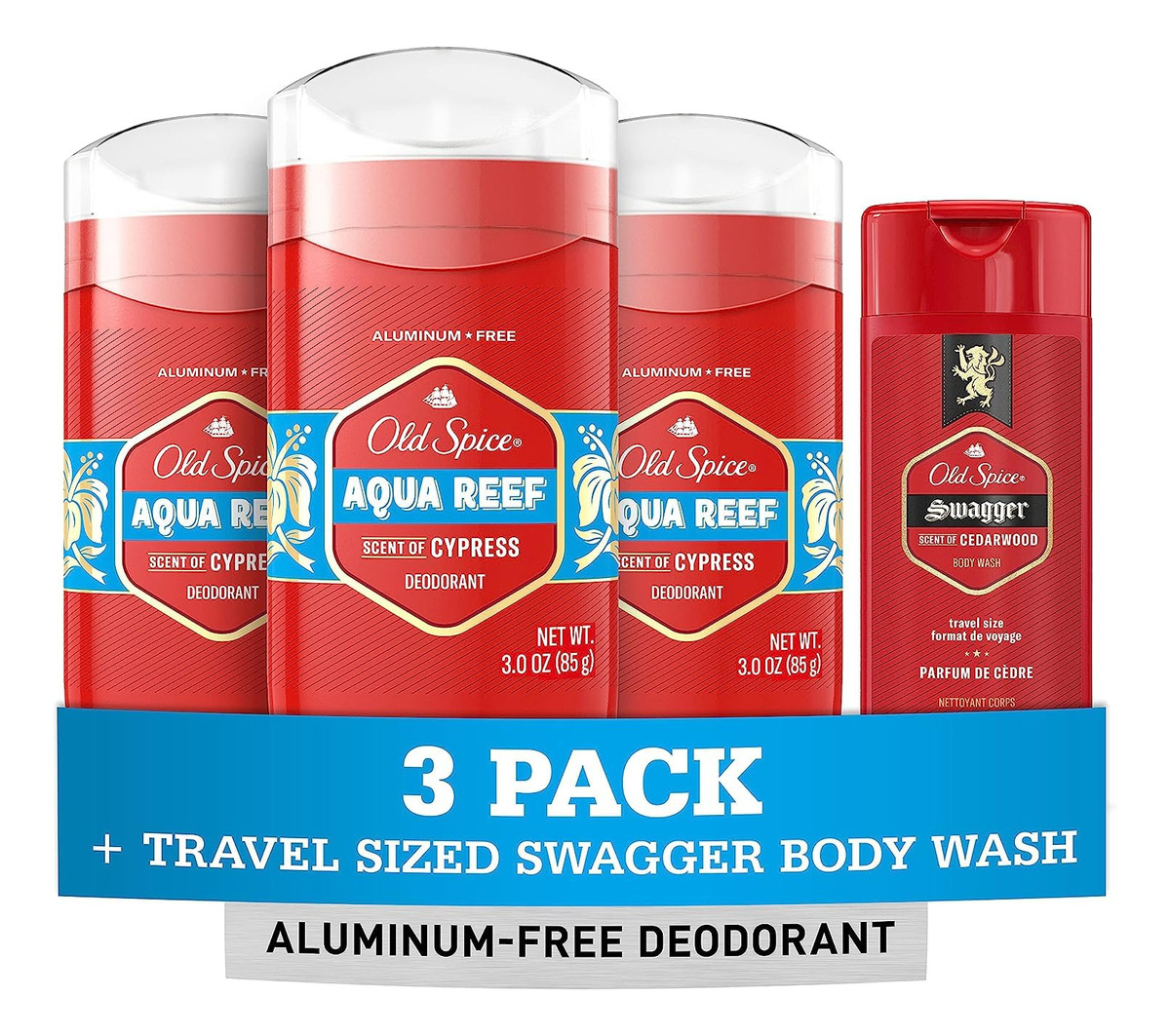 Desodorante Old Spice, Sem Alumínio, Aqua Reef, 90ml, Pacote