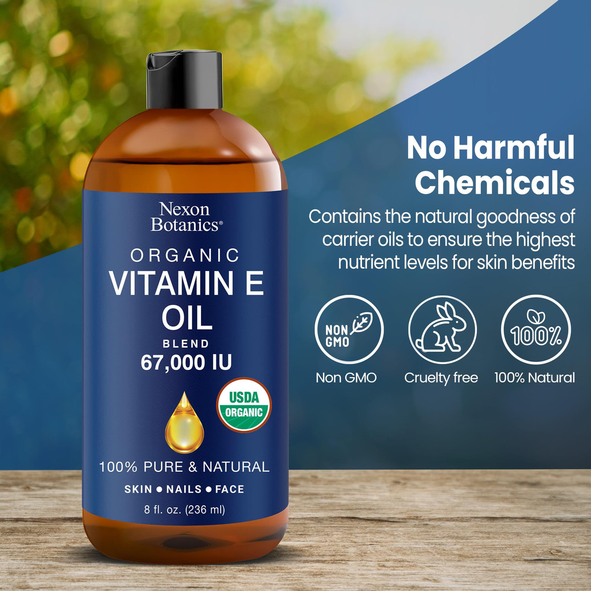 Óleo De Vitamina E Nexon Botanics 250ml 67000 Ui Para Pele E - Imagem 5