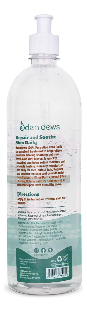 Gel De Aloe Vera Eden Dews 100% Puro E Natural 960 Ml - Imagem 4