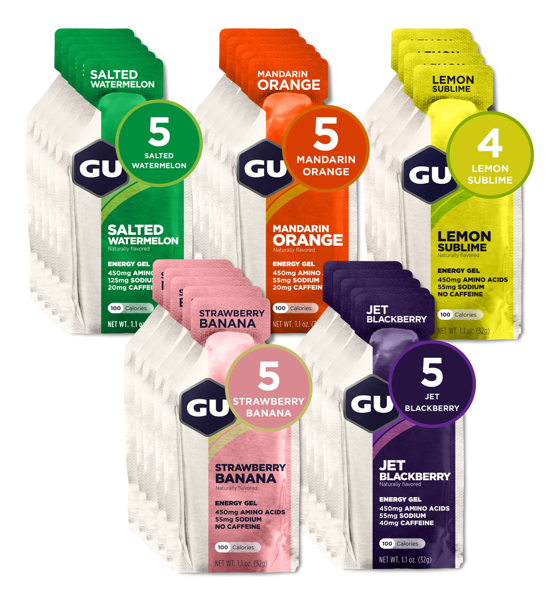 Energy Gel Gu Energy Original Vegan, Sem Glúten, Pacote Com