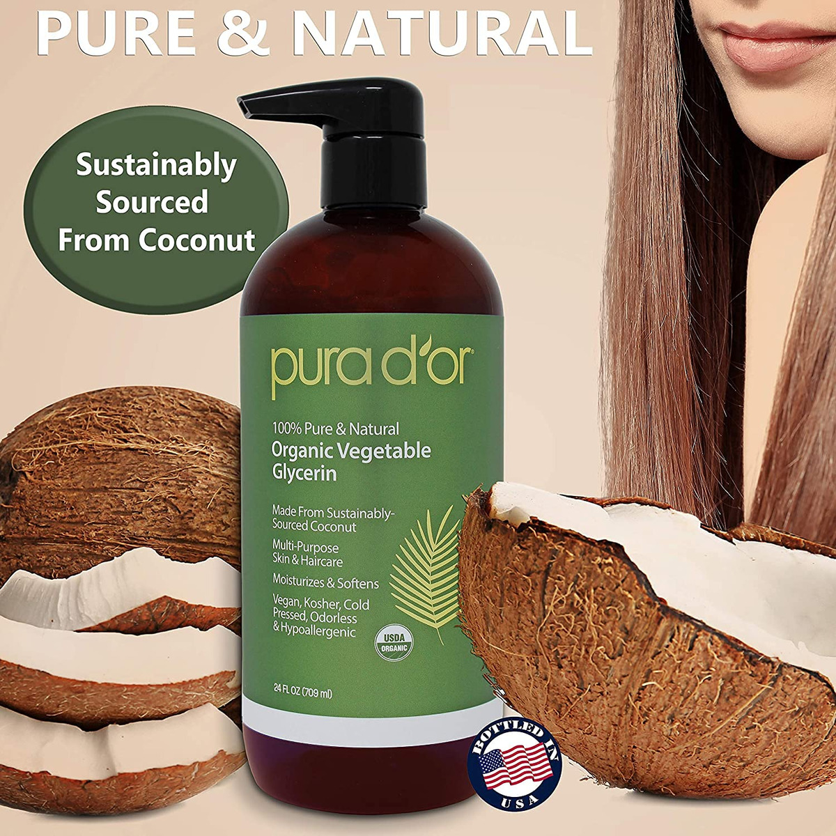 Glicerina Vegetal Pura D'or 100% Orgânica (710ml) Coco - Imagem 4