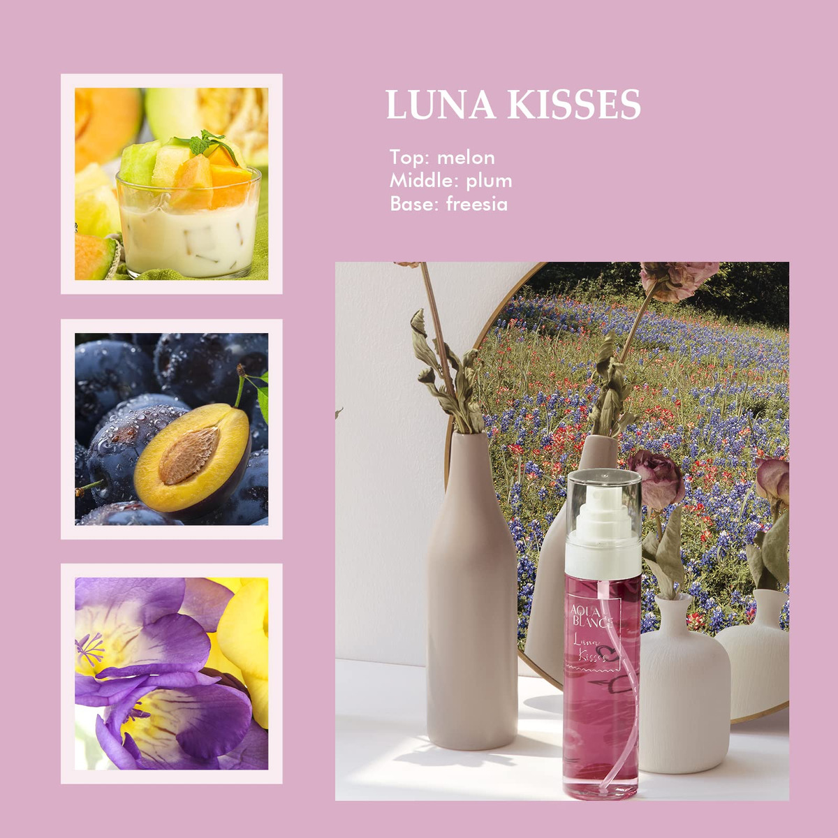 Spray Corporal Aqua Blance Dreams/sunset Pomes/luna Kisses 3 - Imagem 3