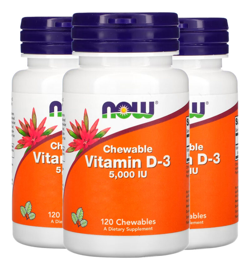 Vitamina D3 5000iu Now 120 Chewable Mastigável Importado 3un