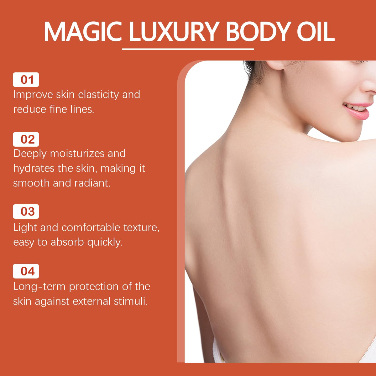 Óleo Reafirmante Corporal Magic Body Com Vitamina E, Rosa Mo - Imagem 5