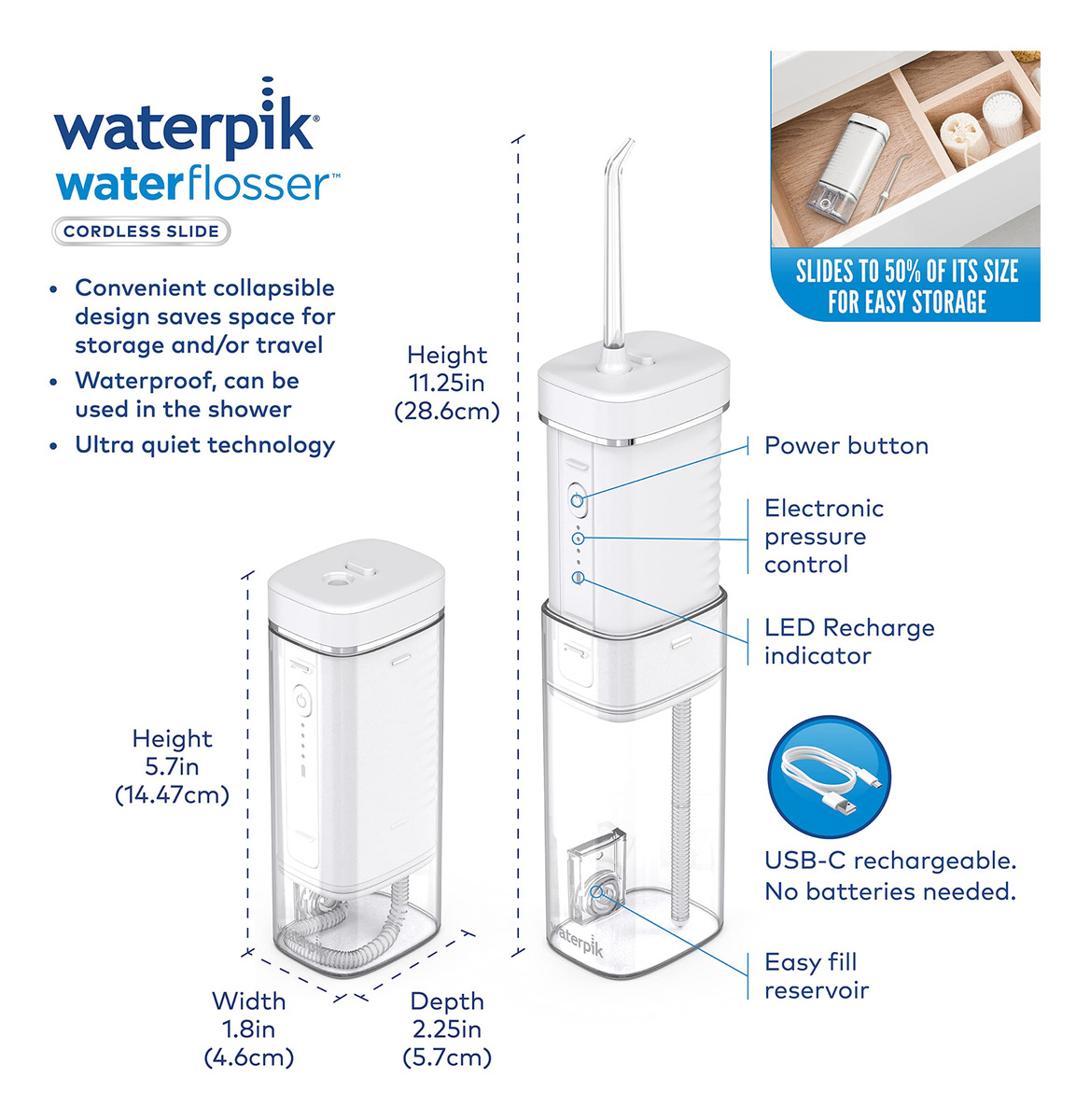 Escorregador Sem Fio Water Flosser Waterpik Professional Wf- - Imagem 4