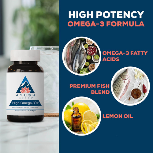 Suplemento Ayush Herbs Com Óleo De Peixe Com Alto Teor De Ôm - Imagem 4