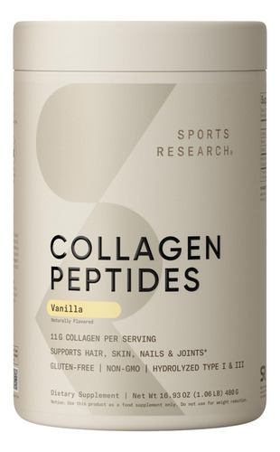 Peptídeos De Colágeno Em Pó Sports Research Vanilla 41 Porçõ