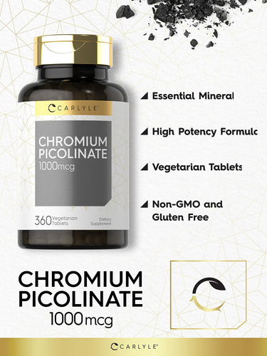 Suplemento Carlyle Ultra Chromium Picolinato 1000mcg 360 Tab - Imagem 3