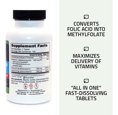 Suplemento Neurobiologix Methylation Complete 120 Comprimido - Imagem 3