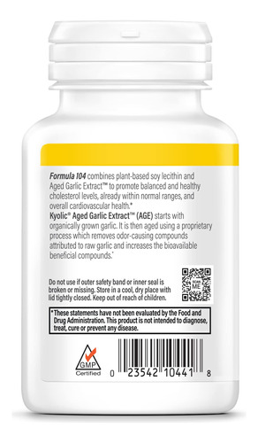 Suplemento Kyolic Aged Alho Extract Formula 104 100 Cápsulas - Imagem 2