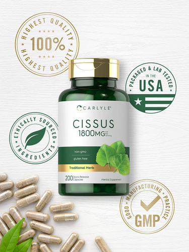 Suplemento Carlyle Cissus Quadrangularis 1800mg 200 Cápsulas - Imagem 5