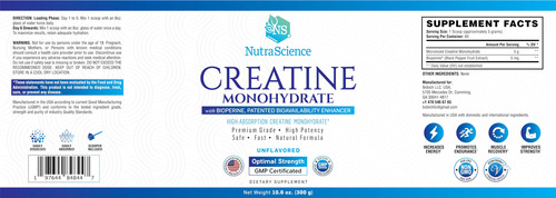 Suplemento Nutrascience Creatina Monohidratada Em Pó 300g - Imagem 5