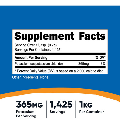 Cloreto De Potássio Em Pó Nutricost 1 Kg Sem Glúten E Não Tr - Imagem 3