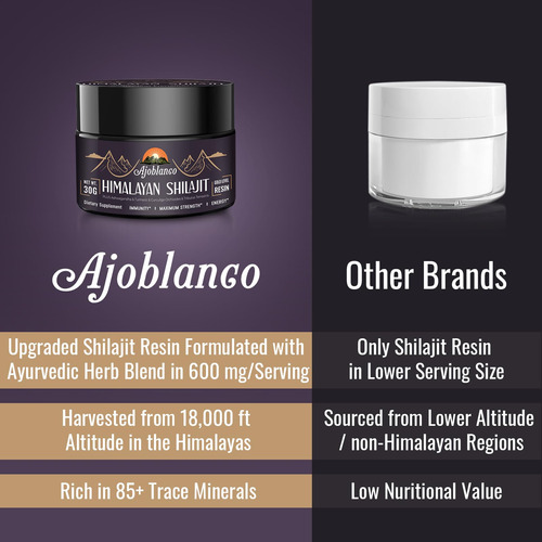 Suplemento De Resina Ajoblanco Shilajit 600 Mg, Pacote X2 Do - Imagem 5
