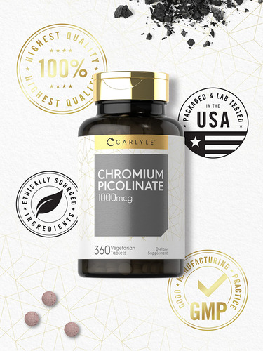 Suplemento Carlyle Ultra Chromium Picolinato 1000mcg 360 Tab - Imagem 5