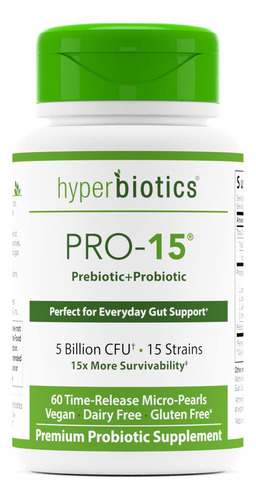 Suplemento Hyperbiotics Pro 15 Probiótico Vegano 60 Comprimi