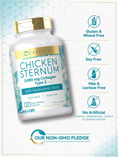 Suplemento Carlyle Chicken Sternum Colágeno Tipo Ii 3000 Mg - Imagem 4