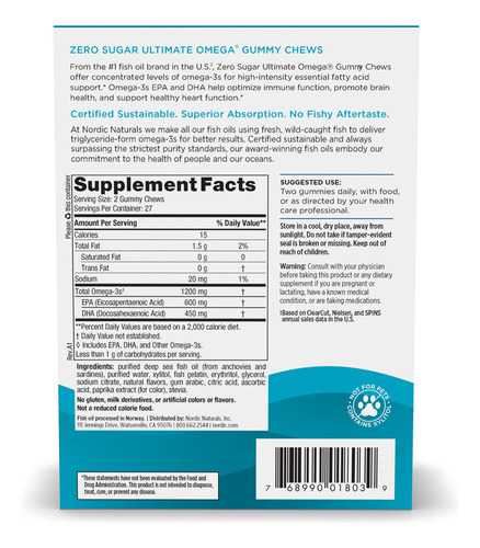 Suplemento Nordic Naturals Zero Sugar Ultimate Omega Gummy - Imagem 3