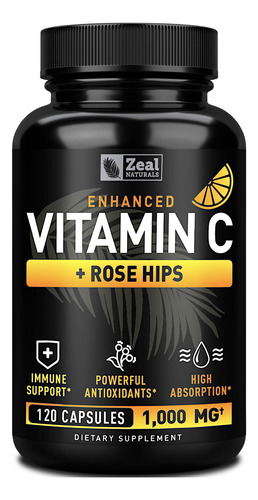 Suplemento Zeal Naturals Vitamina C 1000 Mg Com Roseira Brav