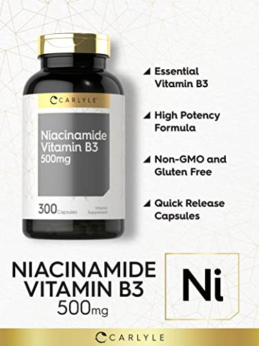Suplemento Carlyle Niacinamida Vitamina B3 500 Mg 300 Cápsul - Imagem 3