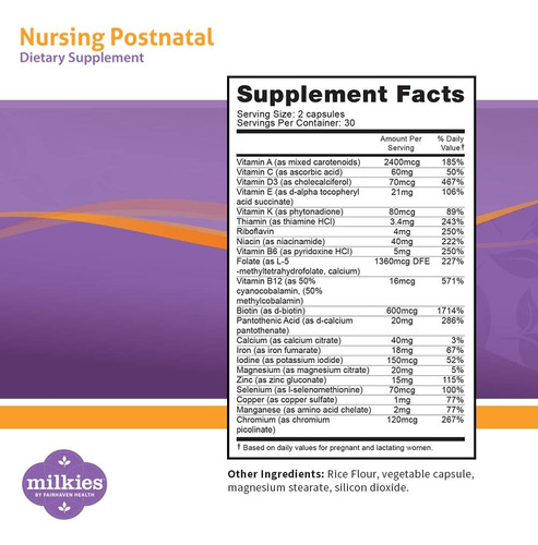 Suplemento Milkies: Suporte Pós-natal À Lactação Vitamínica - Imagem 2