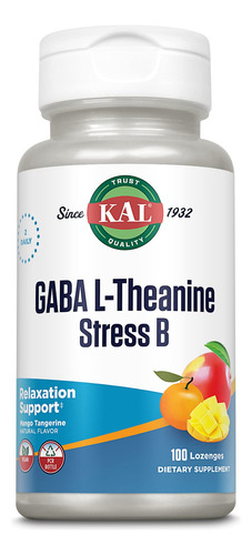 Suplemento Kal Gaba L-teanina Stress B Lozenge 100ct