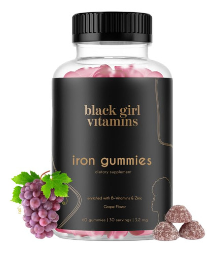 Suplemento Black Girl Vitaminas E Gomas De Ferro 20 Mg 60 Un