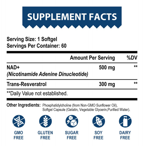 Suplemento Lepoznan Lipossomal Nad+ 500 Mg Com Trans-resvera - Imagem 2