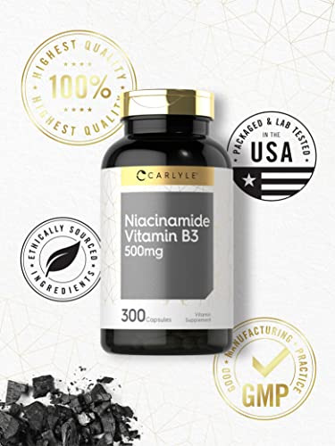 Suplemento Carlyle Niacinamida Vitamina B3 500 Mg 300 Cápsul - Imagem 5