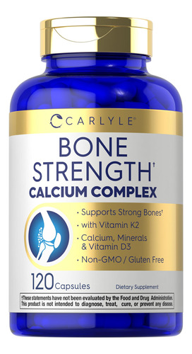 Suplemento Carlyle Bone Strength 120 Cápsulas Calcium Comple