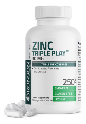 Suplemento Bronson Zinc Triple Play 30 Mg De Suporte Imunoló