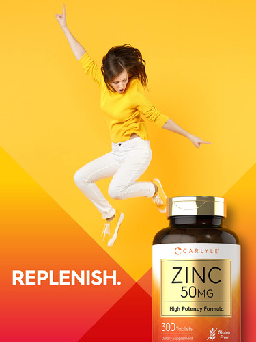 Suplemento Carlyle Zinc 50 Mg De Gluconato De Zinco 300 Comp - Imagem 6